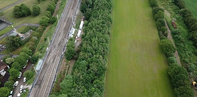 Just over one week until 16-day closure of major junction on the West Coast main line: Aerial view of Acton Grange junction