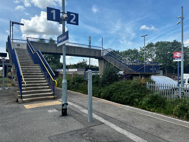 The existing footbridge at Billingham station
