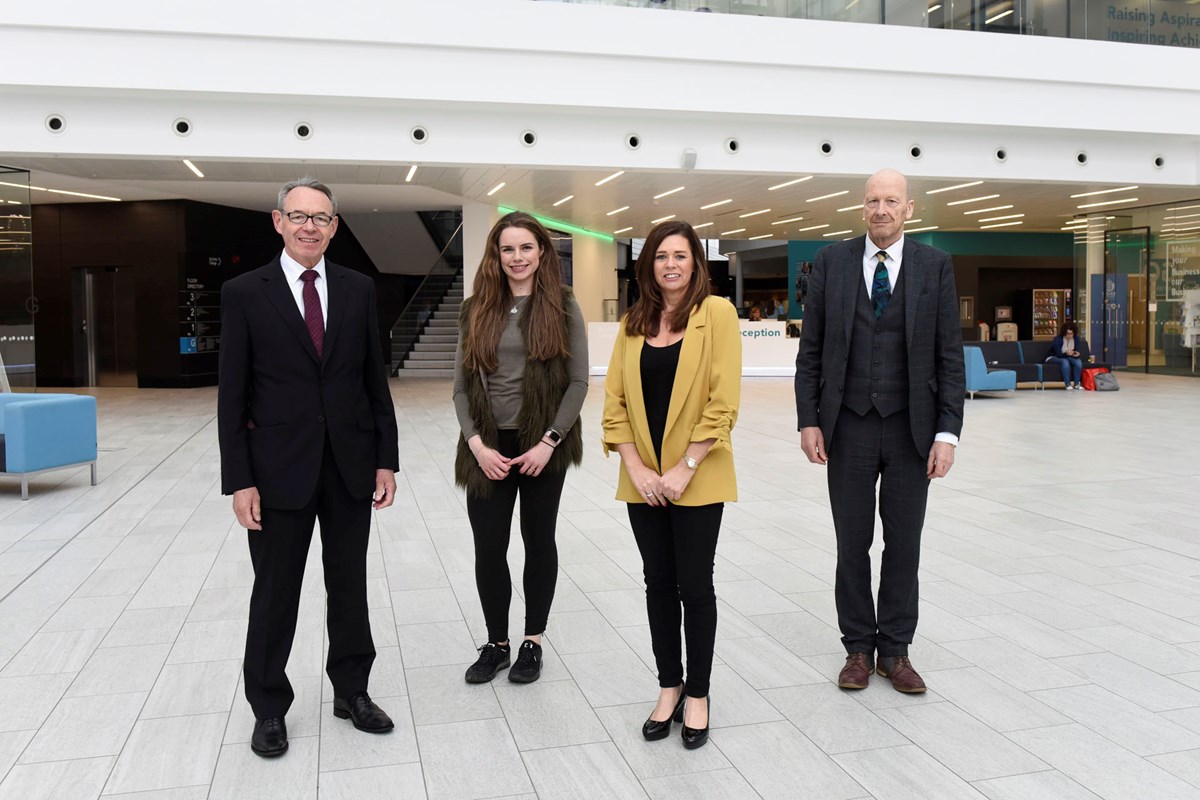 Alex McPhee (Depute Chief Executive and Chief Financial Officer, EAC), Michael Keane (Head of Planning and Economic Development, EAC), Melanie Blane (Director, White Rabbit Skincare) and Lorna Gibson (Vice President, Ayrshire Chamber of Commerce and Industry)