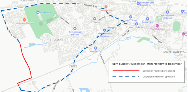 Ricksey Lane closure map: Ricksey Lane closure map
