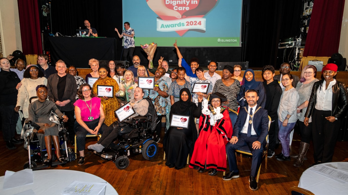Dignity In Care award-winners celebrate with the Mayor of Islington cropped