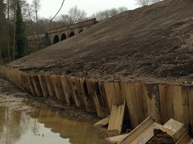 Whatlington landslip on Hastings-Tonbridge line