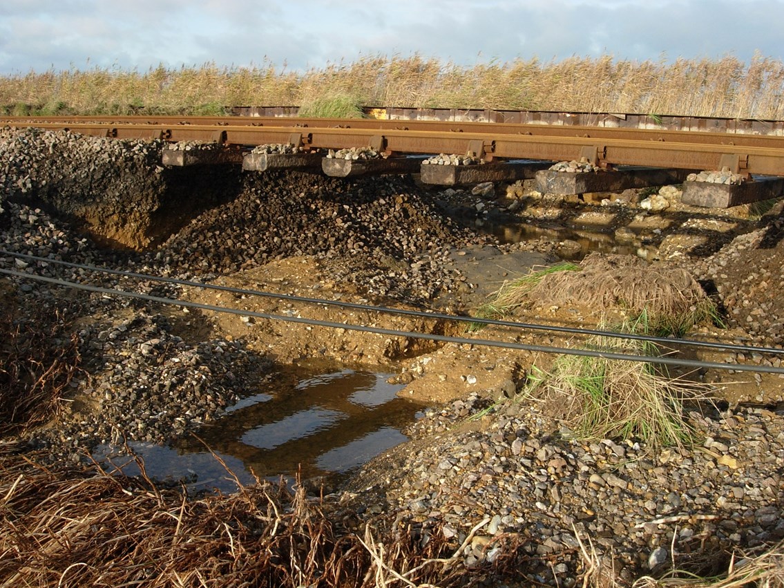 Tracks damaged by flooding in Norfolk (2): Tracks damaged by flooding in Norfolk (2)