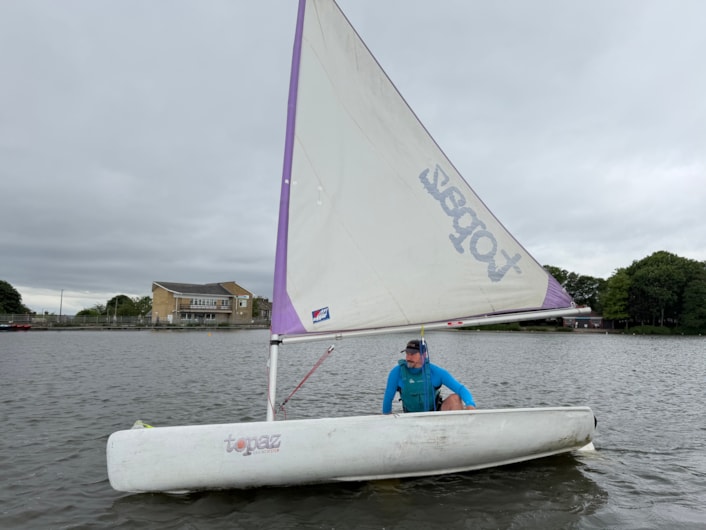 Activity centre sailing challenge: Adam-Peter Gair, outdoor activities manager at the centre on the water at Yeadon Tarn ahead of this weekend's Leeds 400 challenge.
