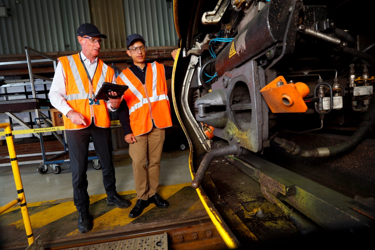 Samraj Ojelay and Andrew Skinner at front of Avanti West Coast Pendolino
