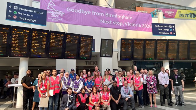 OneTeam Central with the handover banner on the last day of the Birmingham 2022 Commonwealth Games