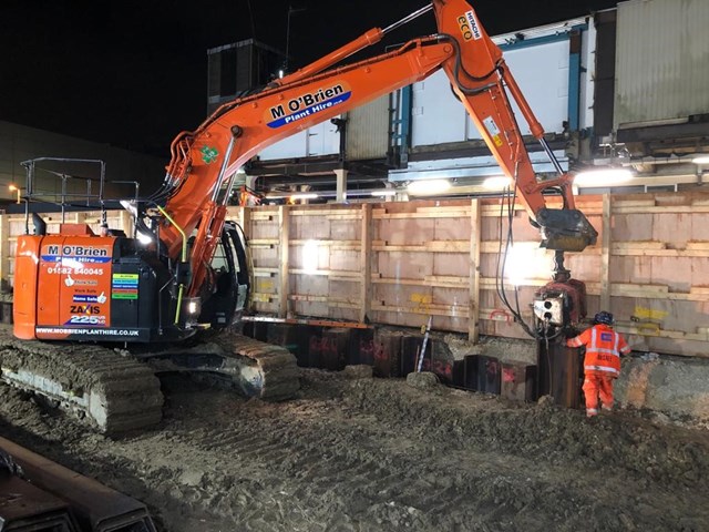Foundation work at Gatwick Airport station on platform 5 and 6