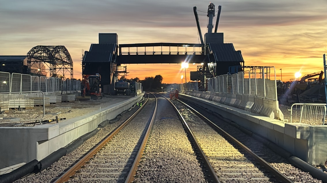 The footbridge at Bristol Brabazon station is in place