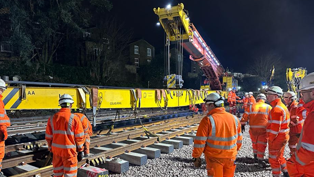 Passengers in South London, Kent and Sussex, thanked for patience after several engineering projects to improve reliability completed over festive period: Railway engineers at Voltaire Road between Clapham and Wandsworth Christmas 2023