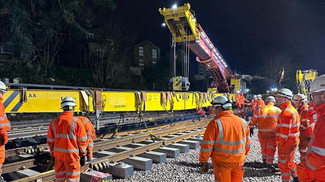 Railway engineers at Voltaire Road between Clapham and Wandsworth Christmas 2023: Railway engineers at Voltaire Road between Clapham and Wandsworth Christmas 2023