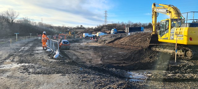 Construction of new Cameron Bridge Station begins: Cameron Bridge platform work start