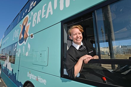 Driver on Brighton & Hove geo-fenced hybrid bus