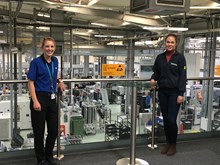 Sarah Black-Smith and Ashleigh Sumner at Siemens factory in Congleton