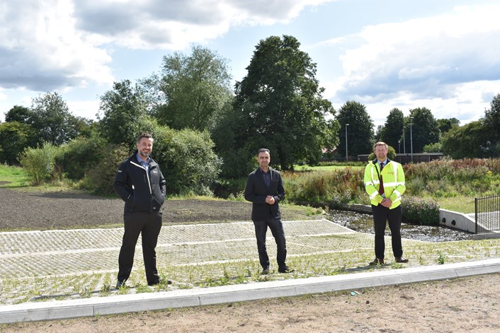 Major flood alleviation scheme in east Leeds officially unveiled: 4. Scheme partners - John Woods, Environment Agency, Cllr Rafique Leeds City Council and Paul Lambert, WSP