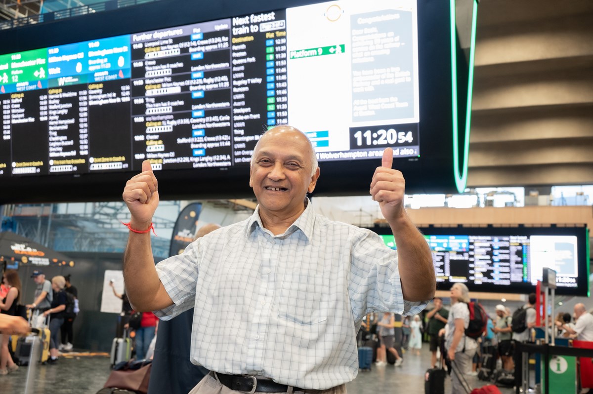 Shashi Vyas celebrates 50 years on the railway at London Euston.