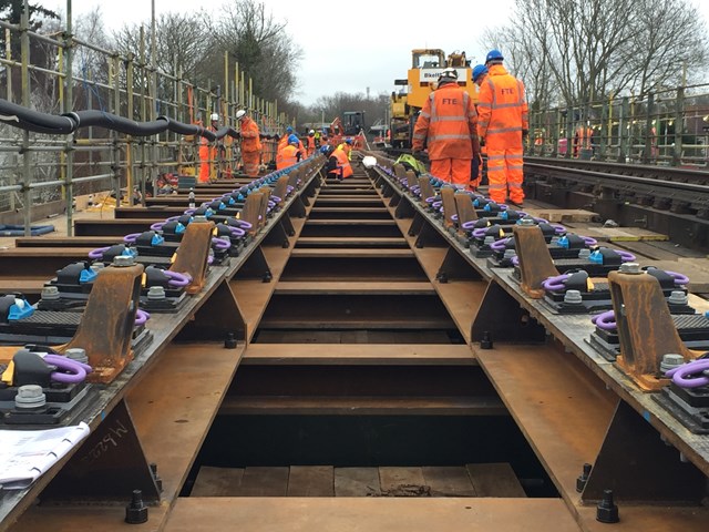 ARUN VALLEY Close up of new replacement steel works and fixings: Arun bridge, near Pulborough, where steel was put in place to replace timber work