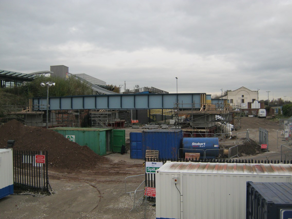 New bridge in site compound: The two new bridge decks await installation.