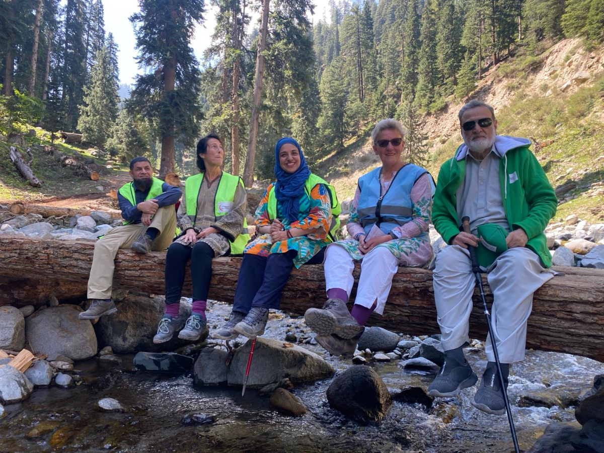 Helen Bingley,with charity trustees working on hydroelectric supplies serving 30,000 people after floods in Swat in 2022 in Pakistan