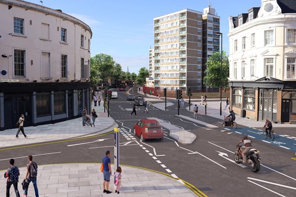 CGI of Cycleway 4 in Deptford - copyright Transport for London