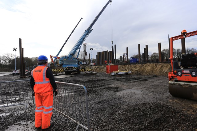 Work underway at the Botley landslip site: Work underway at the Botley landslip site