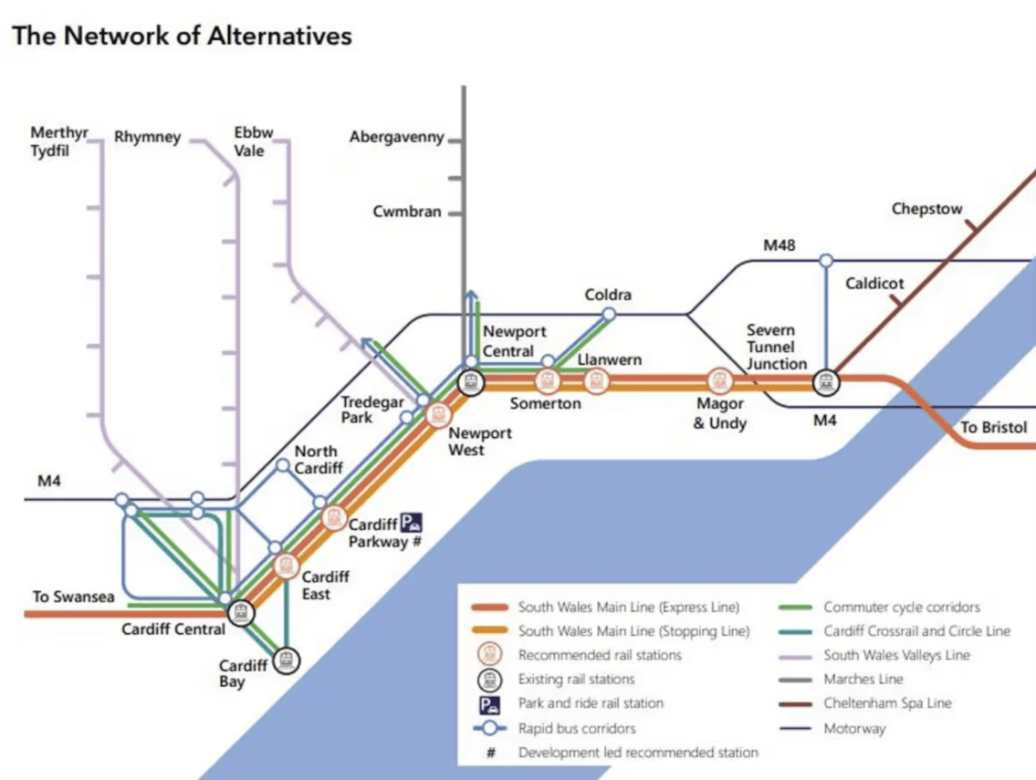 How the new station map would look - south east Wales (Burns stations)