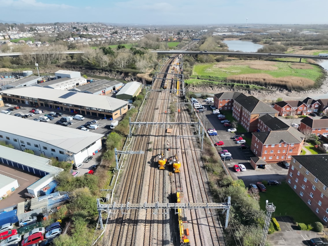 Cardiff-Newport track renewals March 2026 drone shot2