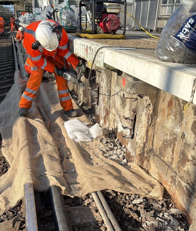 Repairs to the structure of platform 4 at Harold Wood: Repairs to the structure of platform 4 at Harold Wood