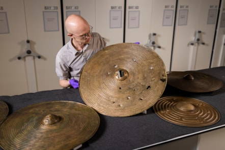 National Museums Scotland curator Dr Matthew Knight with the Bronze Age shields. Photo © Duncan McGlynn (5)