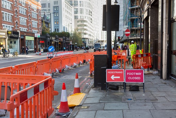 TfL Press Release - TfL tackles unsafe roadworks by prosecuting Cadent Gas for forcing people to walk into the road and launches new good practice handbook: Roadworks should be well-signed and inclusive - copyright Transport for London