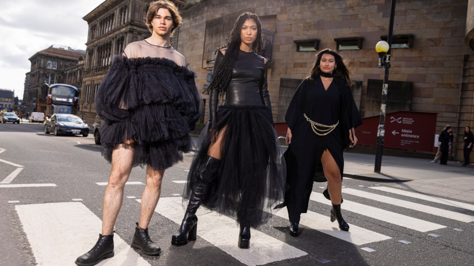 Models outside National Museums Scotland. Photo © Duncan McGlynn