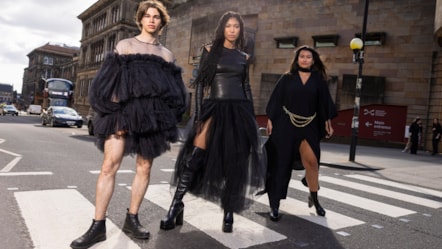 Models outside National Museums Scotland. Photo © Duncan McGlynn
