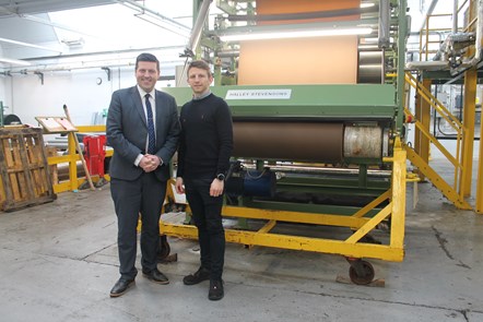 Business Minister Jamie Hepburn pictured with Halley Stevensons General Manager Billy Tosh