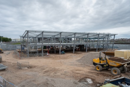 Image showcasing the progress of the construction of the new University of Cumbria's Barrow Campus