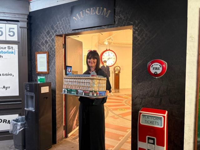Artist Karen Bones with Union Street model at Central Station Museum: Artist Karen Bones with Union Street model at Central Station Museum