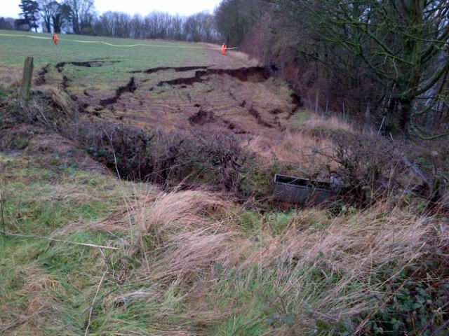 The landslip at Farnley Haugh, near Hexham in Northumberland