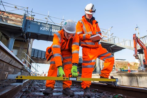Track work at Kirkham & Wesham station