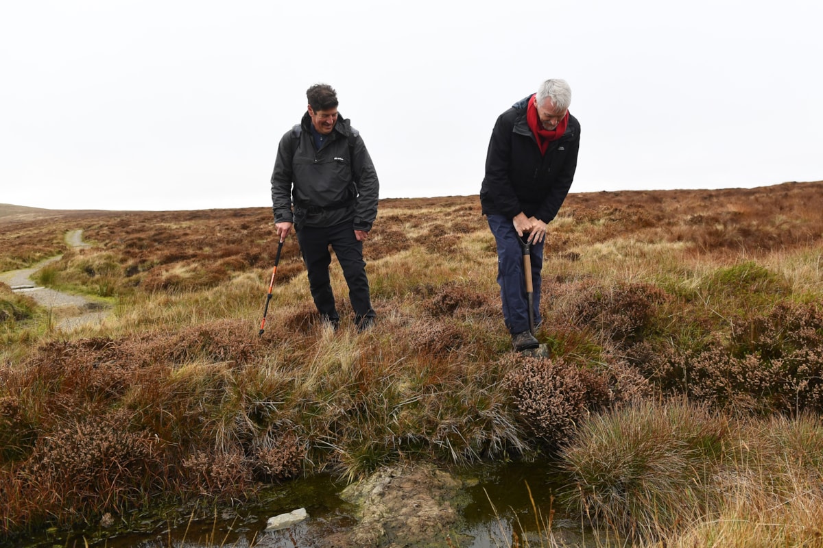 The Deputy First Minister, Huw Irranca-Davies was joined by local grazier, Jeff Gwillim and Richard Ball from Bannau Brycheiniog National Park Authority on his visit to the Black Mountains.-4