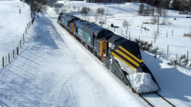 LIBRARY PICTURE Network Rail snow plough: LIBRARY PICTURE Network Rail snow plough