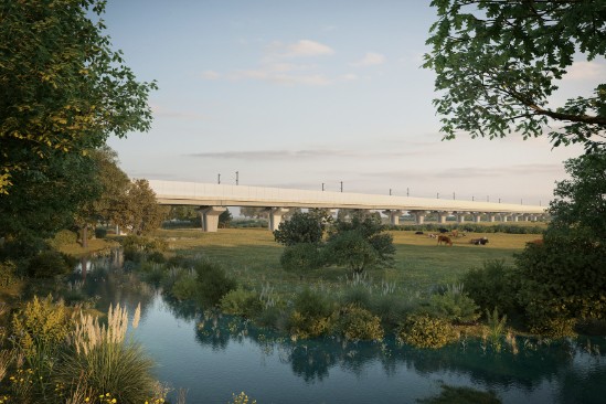 HS2’s River Blythe Viaduct designs reflect community feedback: River Blythe Viaduct - view from the River Blythe looking east