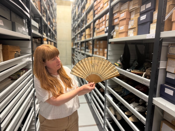 Antique fans: The magnificent fans are among more than 400 cared for at Leeds Discovery Centre, where the precious collection is being carefully catalogued and conserved by curators.
Unusually, one (pictured here) is an education fan decorated with methods of classifying plants and botanical drawings, with another printed with a variety of riddles and known to have belonged to Isabel Kennedy of Leeds.