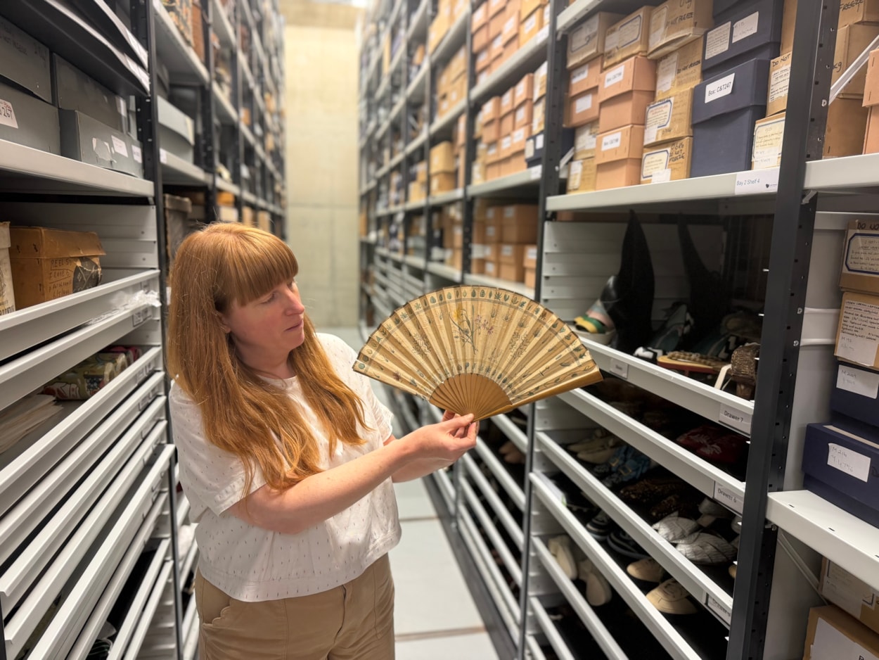 Antique fans: The magnificent fans are among more than 400 cared for at Leeds Discovery Centre, where the precious collection is being carefully catalogued and conserved by curators.
Unusually, one (pictured here) is an education fan decorated with methods of classifying plants and botanical drawings, with another printed with a variety of riddles and known to have belonged to Isabel Kennedy of Leeds.