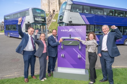 First North & West Yorkshire directors 'switch on' York Electric fleet with Cllr Claire Douglas (right)