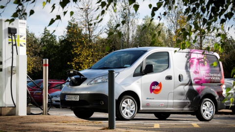 A Mitie electric van being charged