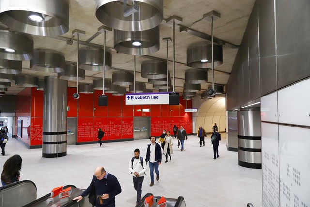 TfL Image - Members of public using Elizabeth line station