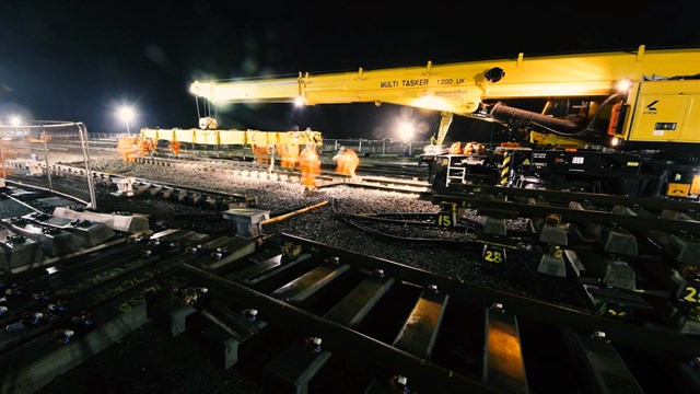 Time-lapse footage shows completion of first stage of major Christmas project to improve railway in Northamptonshire