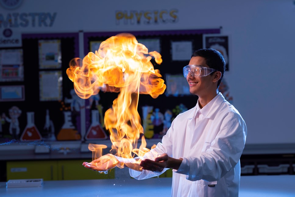 Child doing a chemistry experiment