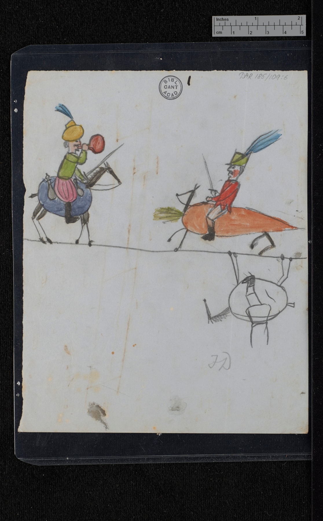 Image 2. Fragment from the Origin of Species manuscript draft with children’s drawing (‘aubergine and carrot cavalry’) on reverse, CUL MS DAR 185