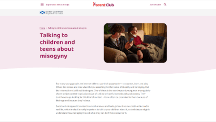 Tackling Misogyny - For Adults - ParentClub Website