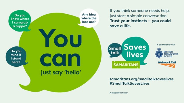Network Rail’s Wales and Borders route joins Samaritans to remind public small talk is no small thing: STSL-Ph7 X-formerly-twitter -1200x675-1