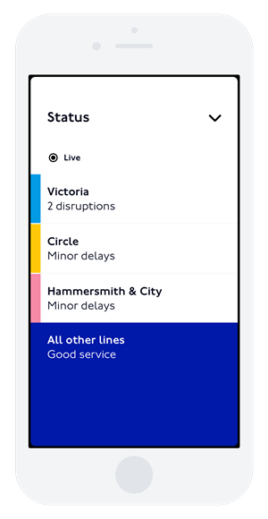 TfL Go - Status board iPhone 8